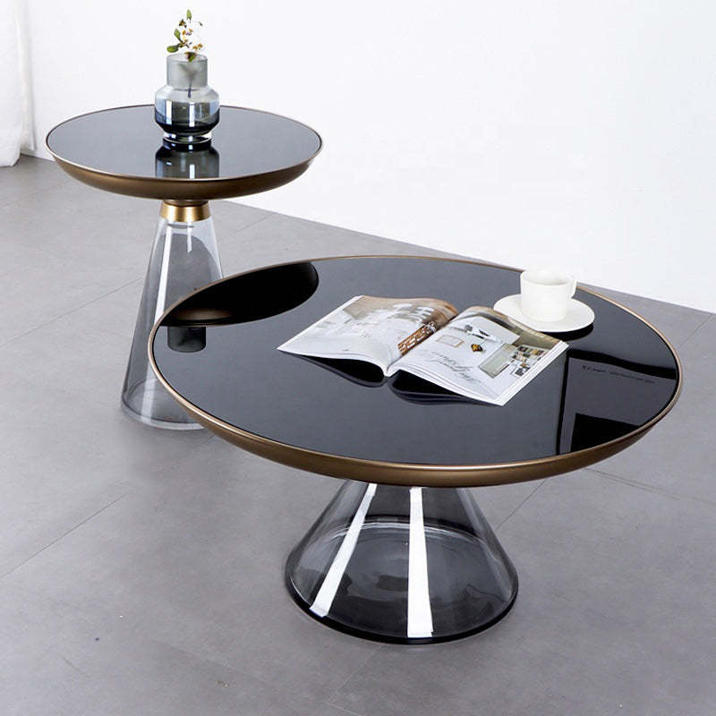 Contemporary Round Glass Steel Coffee Table
