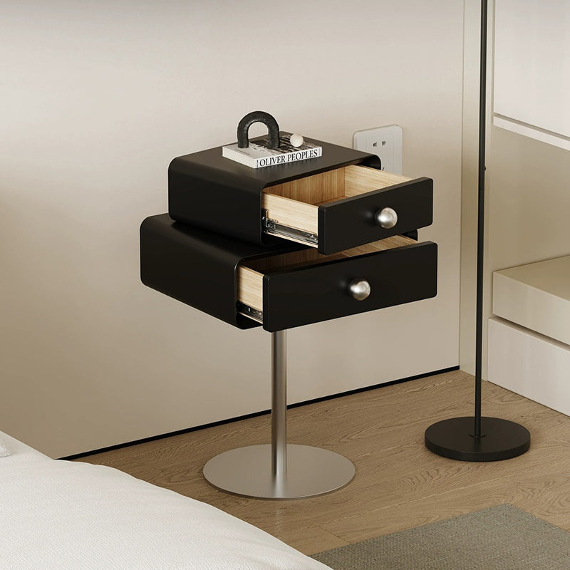 Modern Eclectic Steel Pine 2-Tier End Table — Black