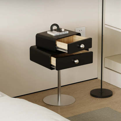 Modern Eclectic Steel Pine 2-Tier End Table — Black