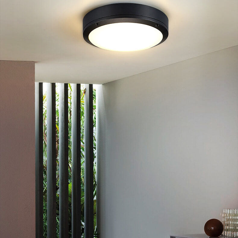 Round Outdoor Waterproof Aluminum Acrylic LED Flush Light — A / White Light (5000K) / 110V-120V For US/CA
