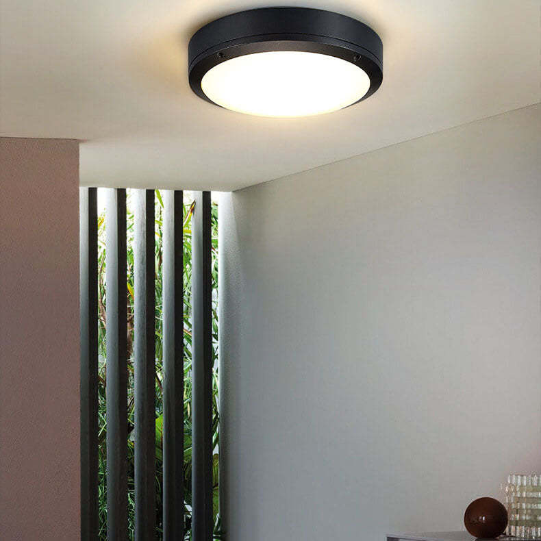 Round Outdoor Waterproof Aluminum Acrylic LED Flush Light — A / White Light (5000K) / 110V-120V For US/CA