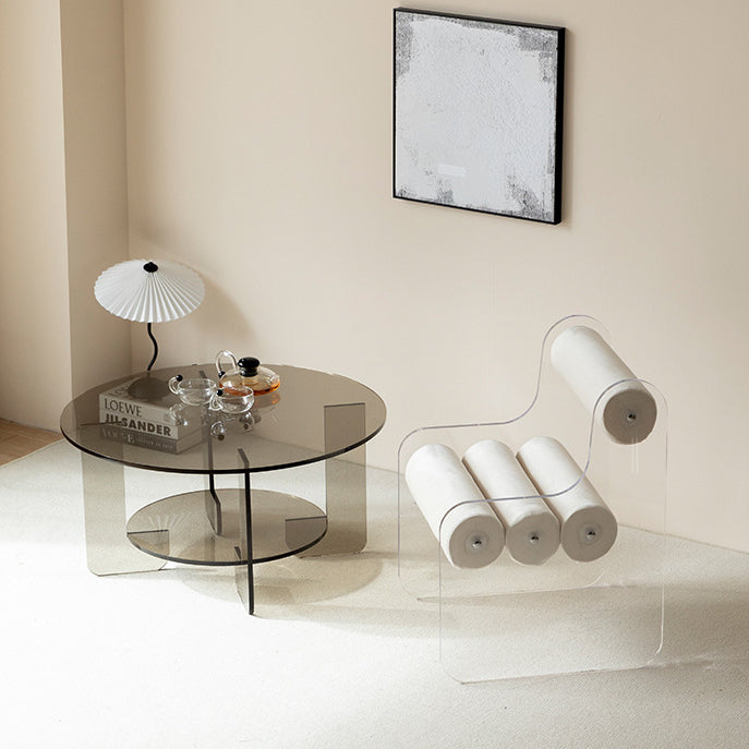 Lighom creative cylinder yellow accent chairs in acrylic fabric wood
