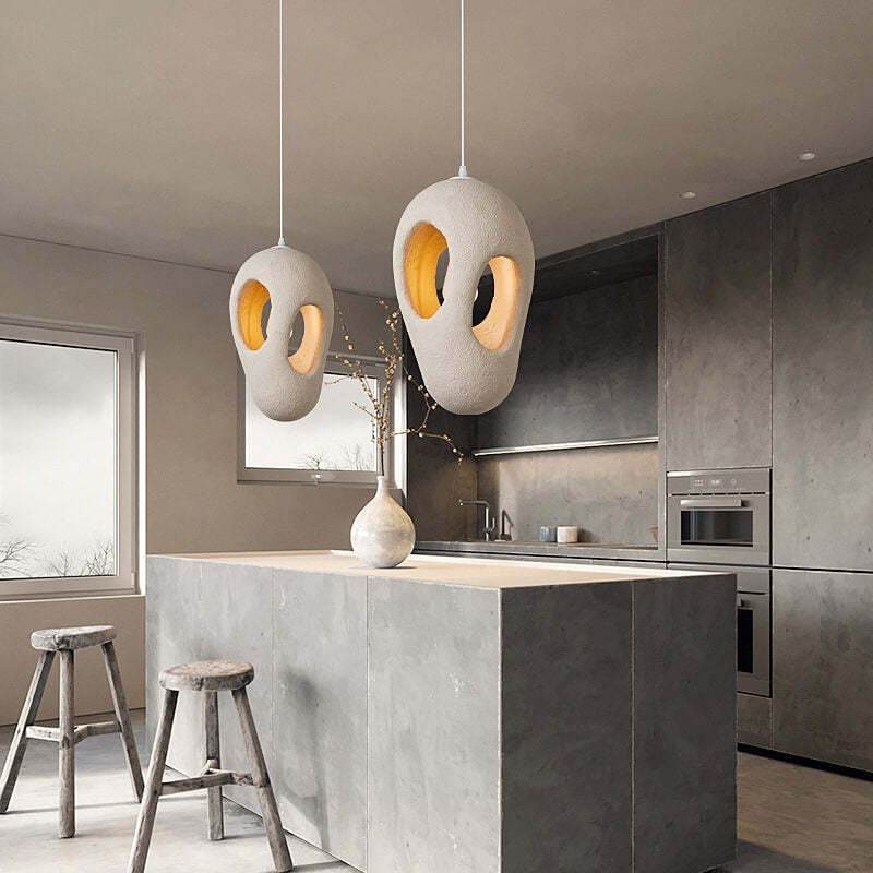 Japanese Wabi-sabi Resin Circle Pendant Light