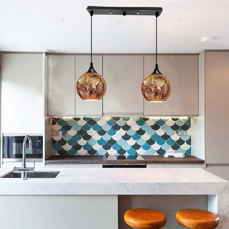 Modern 3D Colorful Fireworks Glass Dome Island Chandelier