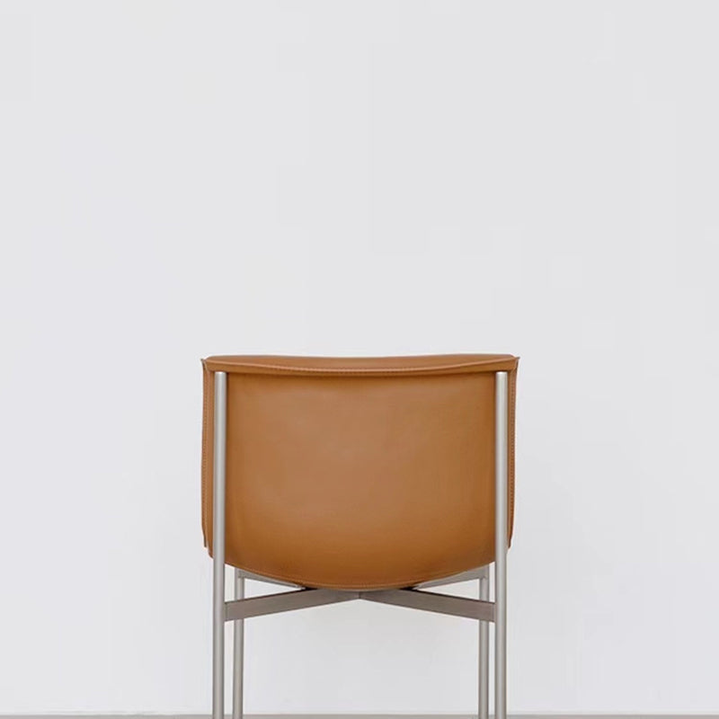 Nordic Curved Leather Steel Dining Chair