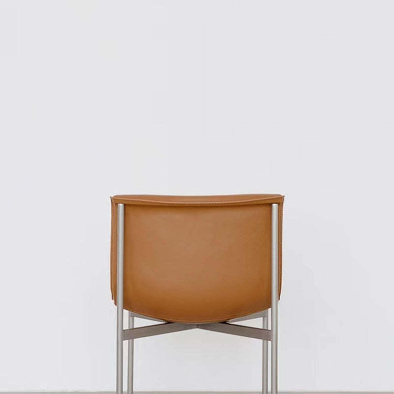 Nordic Curved Leather Steel Dining Chair