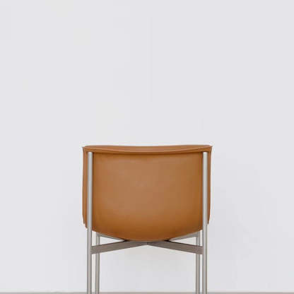 Nordic Curved Leather Steel Dining Chair