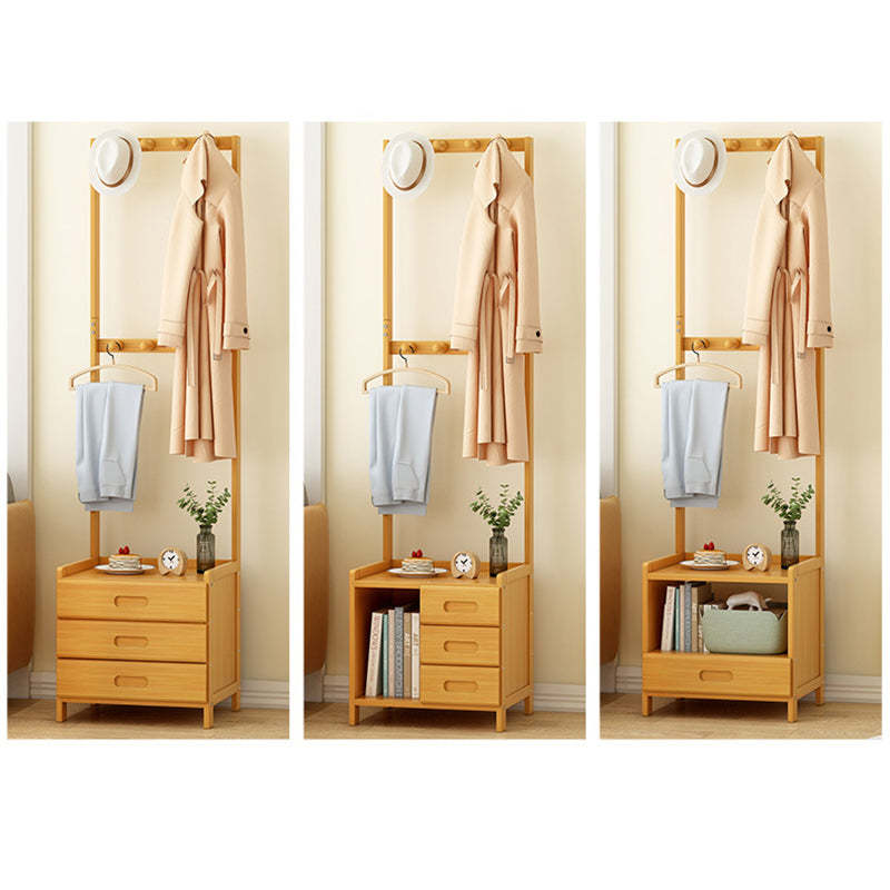 Minimalist Bamboo Coat Rack Nightstand 1/3-Drawer