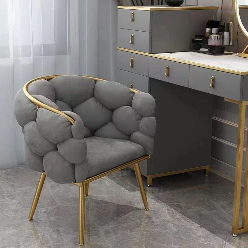 Half Round Bubble Fabric Metal Vanity Stool