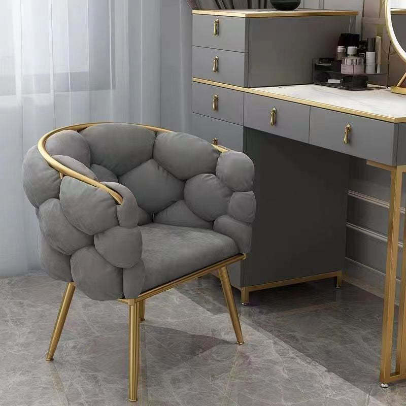 Half Round Bubble Fabric Metal Vanity Stool