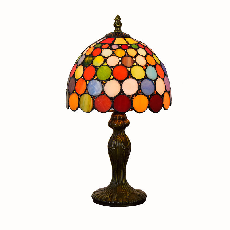 Traditional Tiffany Dome Aluminum Glass Table Lamp