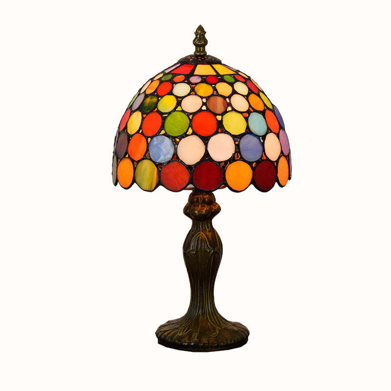 Traditional Tiffany Dome Aluminum Glass Table Lamp