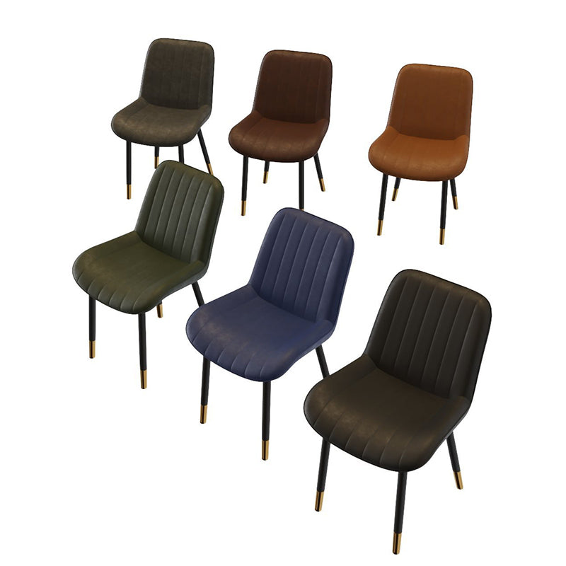 Modern Curved Leather Metal Dining Chair
