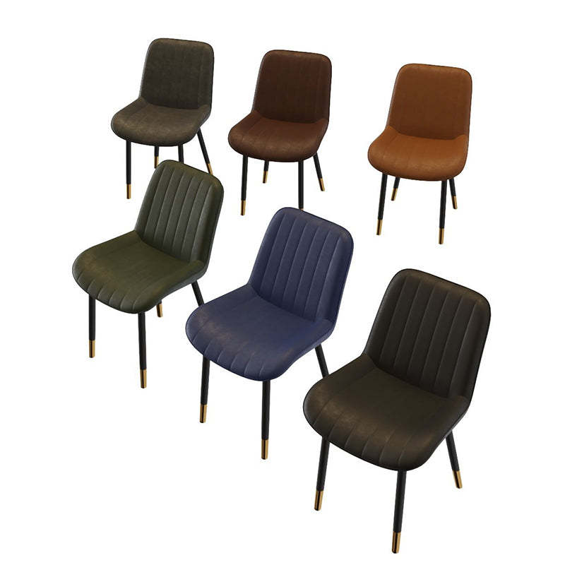 Modern Curved Leather Metal Dining Chair