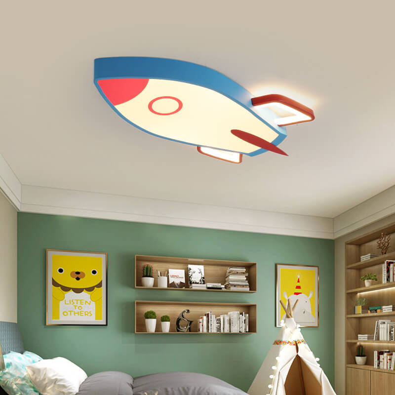 Cartoon Rocket Aluminum LED Flush Mount Light
