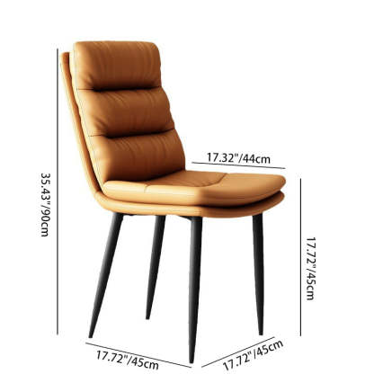 Minimalist Leather Steel Dining Chair — Khaki Color