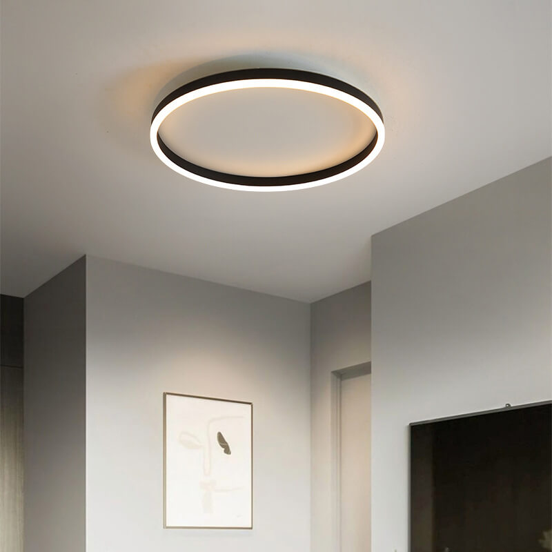 Nordic ring circle black flush mount lighting in acrylic — Small (12"H / Warm White (3000K) / White