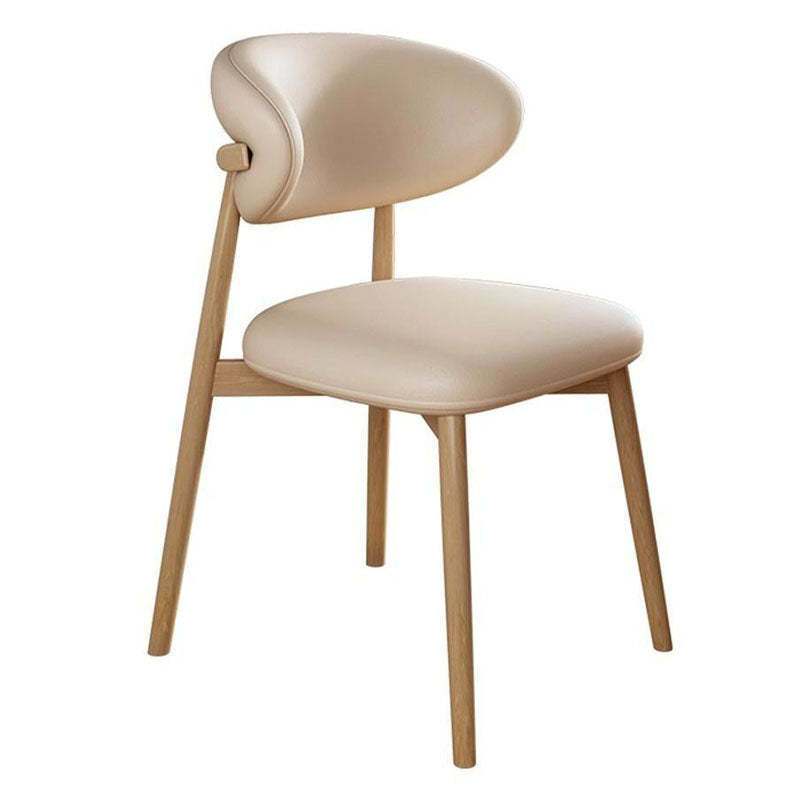 Minimalist Curved Iron Leather Armless Chair