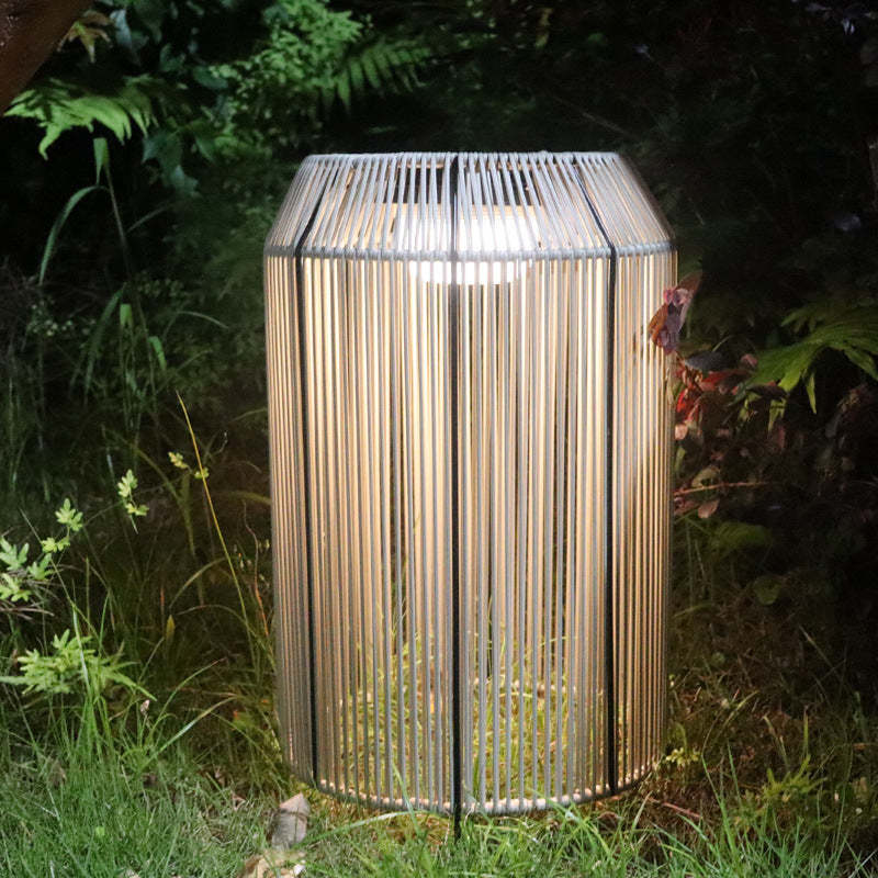 Chinese Solar Cylindrical Rattan LED Floor Lamp