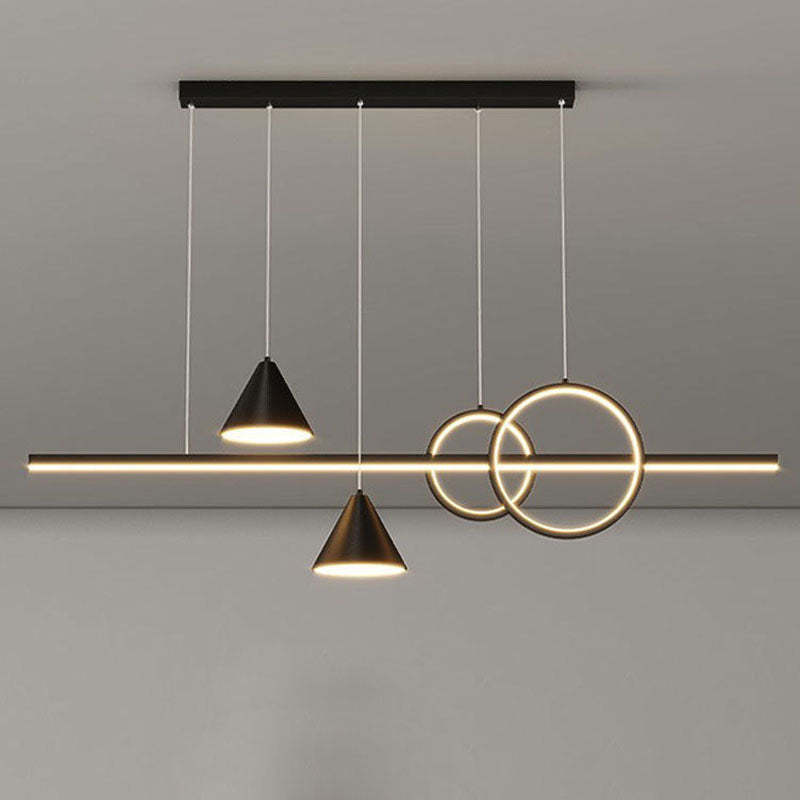 Minimalist Cone Circle Iron Acrylic LED Island Chandelier