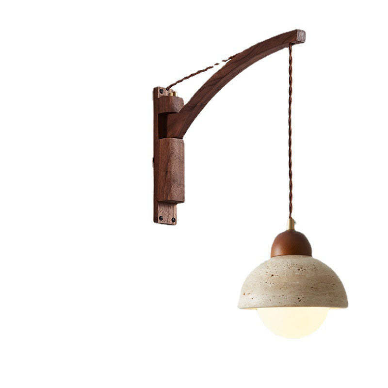 Japanese Wabi-Sabi Solid Wood Glass Horn Sconce