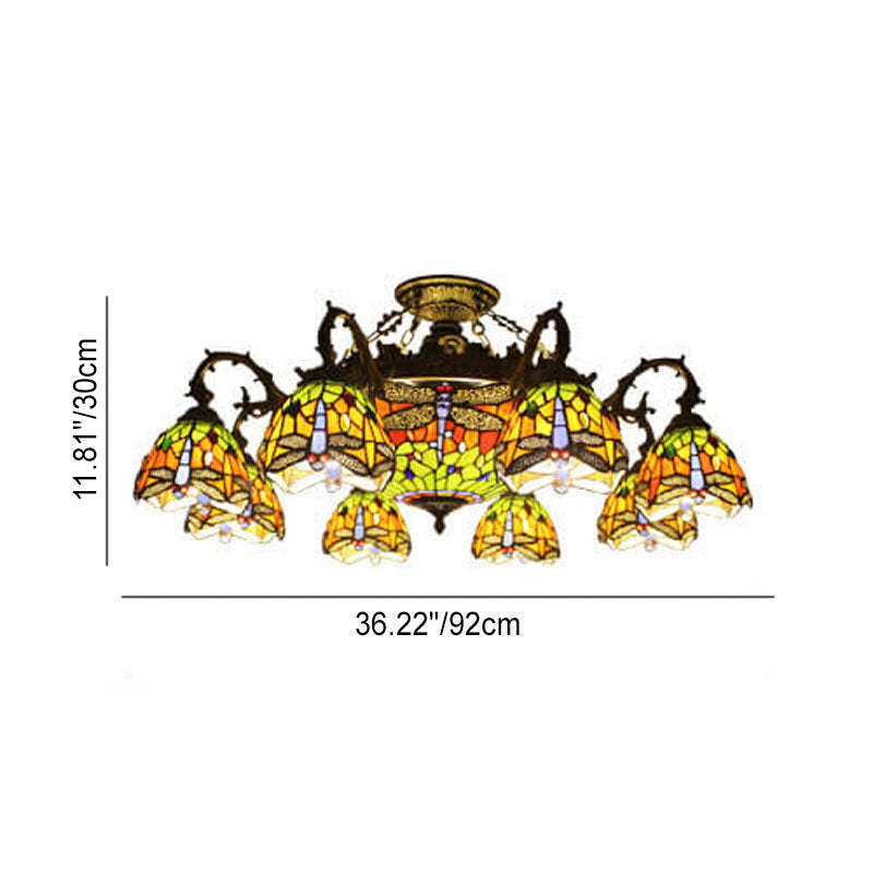Tiffany Retro Baroque Stained Glass Ceiling Light — Beige Baroque / 220V-240V For UK/AU
