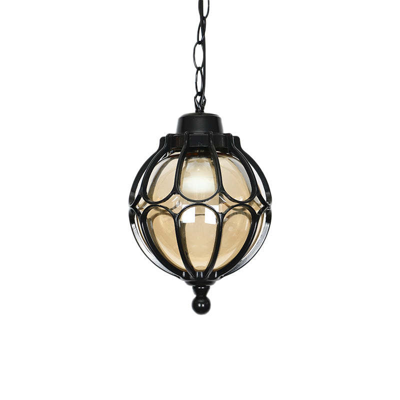 European Aluminum Iron Glass Ball Pendant Light — Bronze / 220V-240V For UK/AU