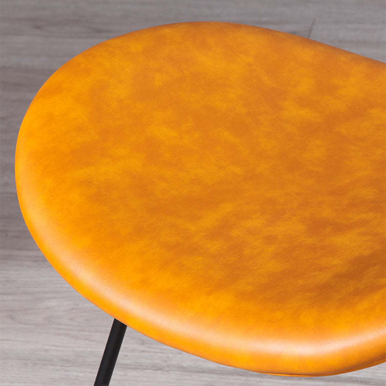 PU Leather Metal Curved Dining Chair — Black Backrest + Gray Seat