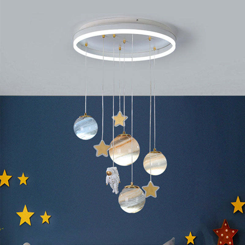 Scandinavian Space Planet Acrylic Glass LED Kids Flush Light