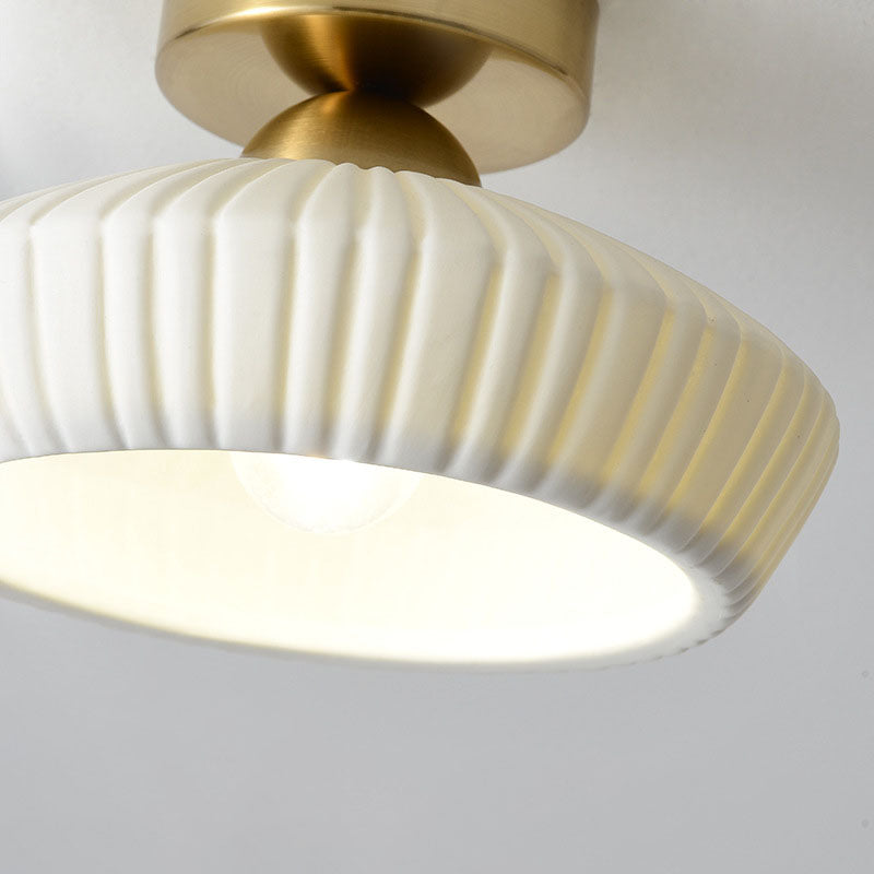 Modern Ceramic Disc Semi-Flush Ceiling Light — B / Gold / 110V-120V For US/CA