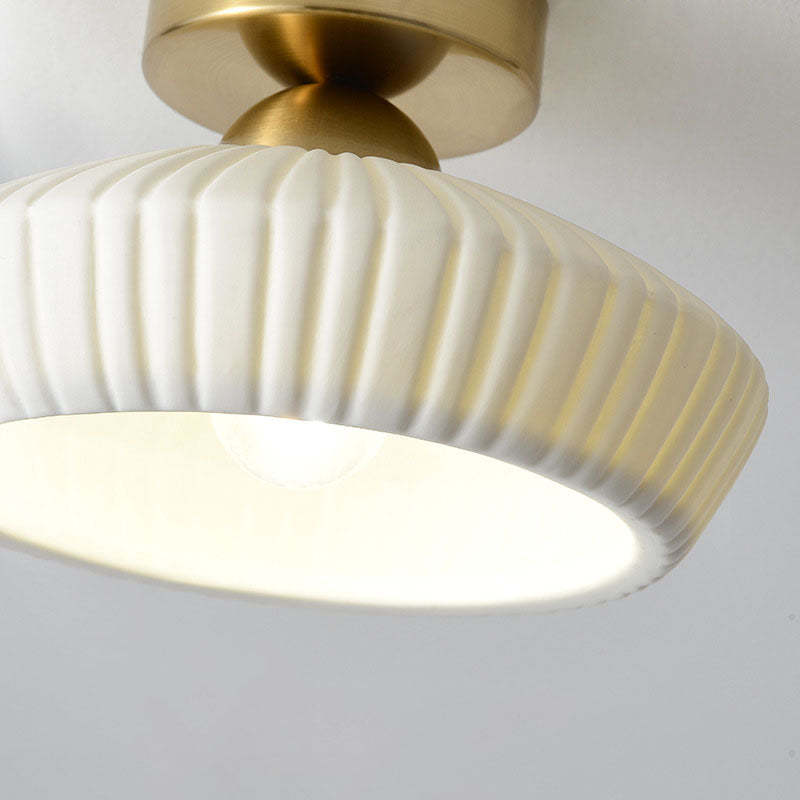 Modern Ceramic Disc Semi-Flush Ceiling Light — B / Gold / 110V-120V For US/CA