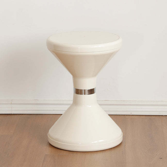Contemporary Round Plastic Vanity Stool — White