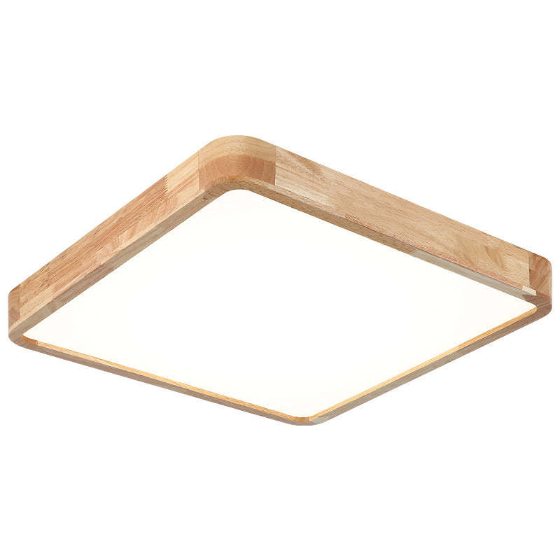 Minimalist Solid Wood Round Tatami LED Flush Mount Light