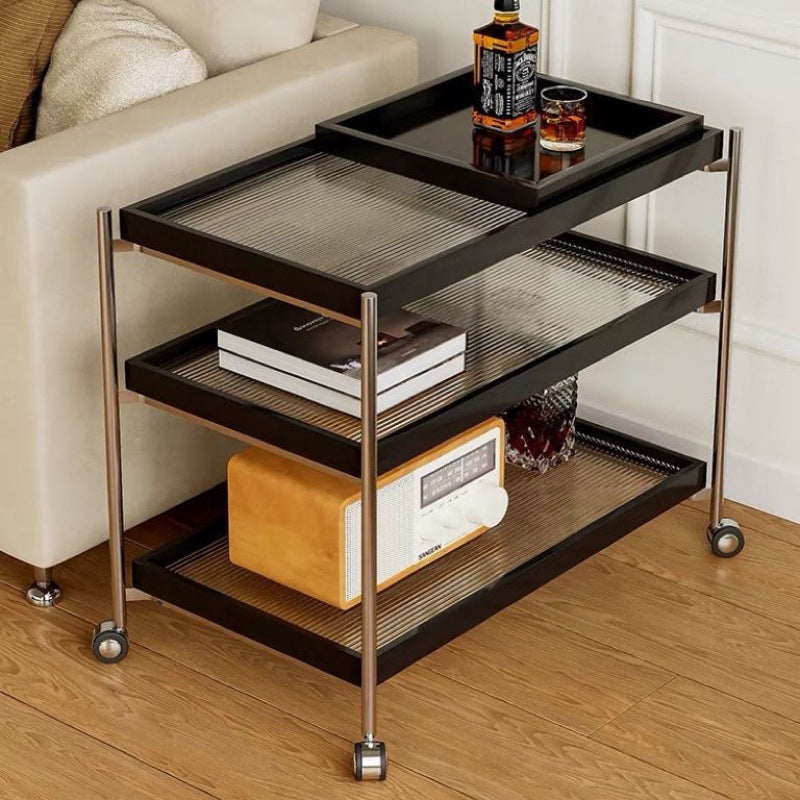 Minimalist Steel Glass Wood End Table
