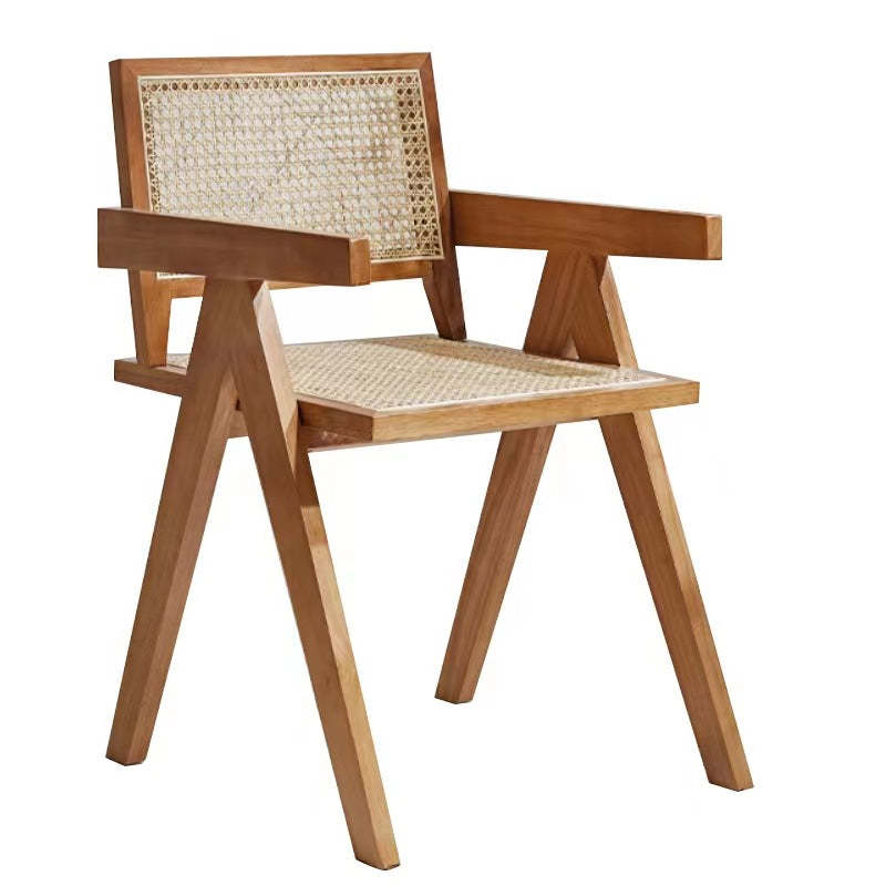 Scandinavian Wood Rattan Armchair