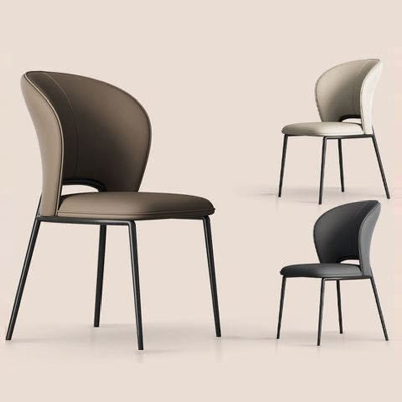 Minimalist Microfiber Leather Steel Curved Dining Chair