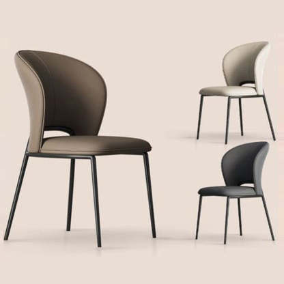 Minimalist Microfiber Leather Steel Curved Dining Chair