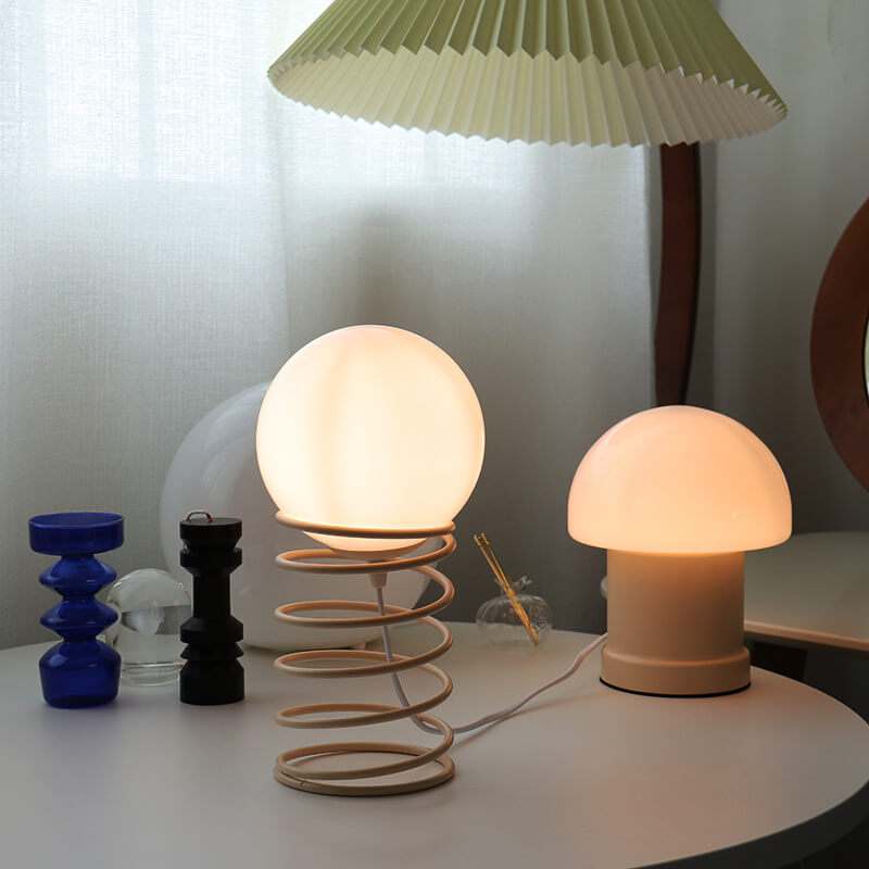Vintage Cream Mushroom Column Table Lamp