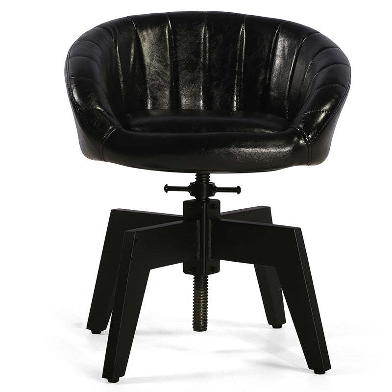 Retro Arc Liftable PU Leather Iron Dining Chair