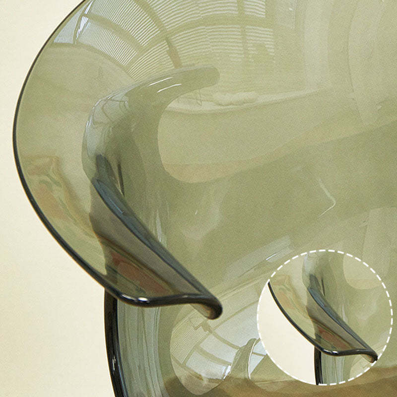 Minimalist Curved Plastic Metal Dining Chair — Amber