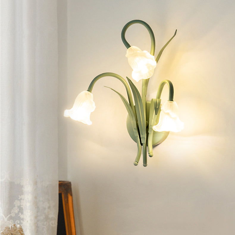 Contemporary Floral Iron Glass Sconce