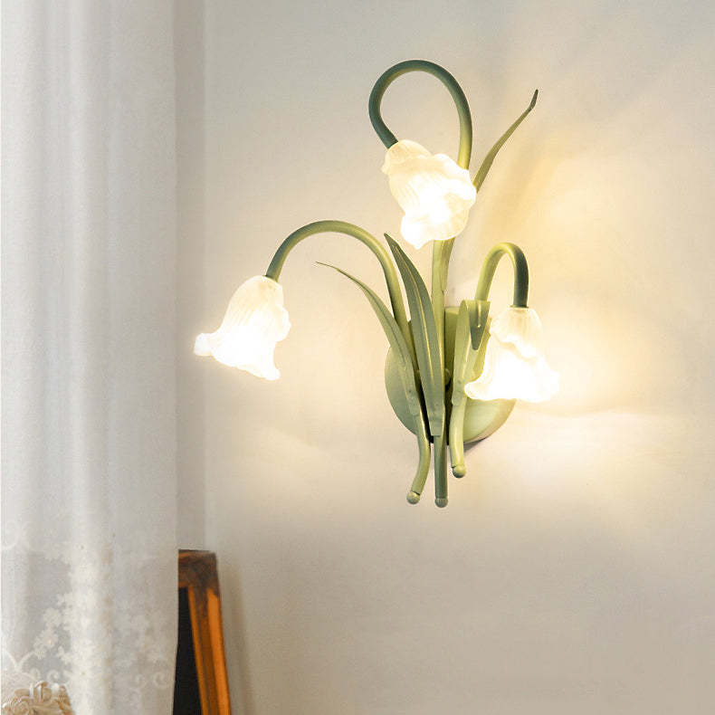 Contemporary Floral Iron Glass Sconce