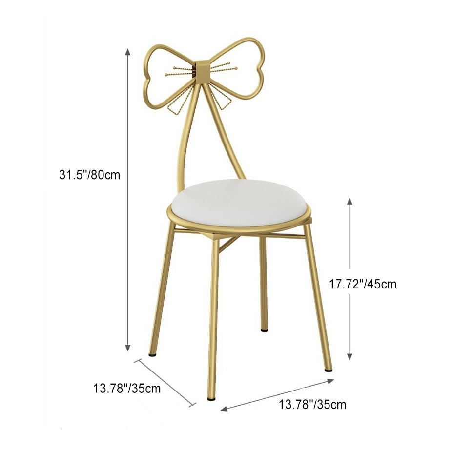 Bow Round Velvet Metal Vanity Stool — Green - Velvet