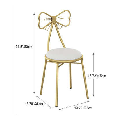 Bow Round Velvet Metal Vanity Stool — Green - Velvet