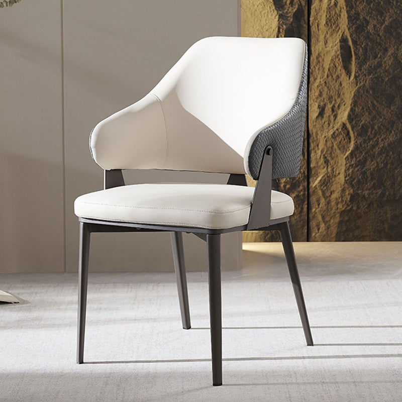 Scandinavian Leather Steel Lozenge Dining Chair — Dark Green