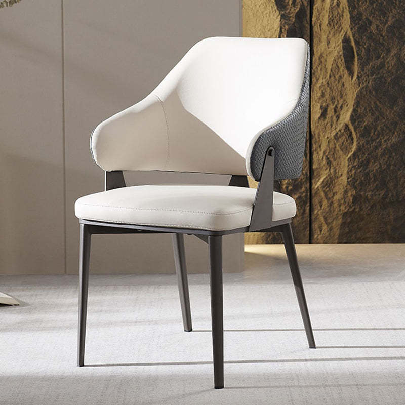 Scandinavian Leather Steel Lozenge Dining Chair — Dark Green