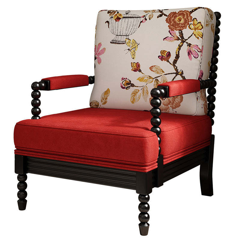 Retro Rubber Wood Velvet Accent Chair