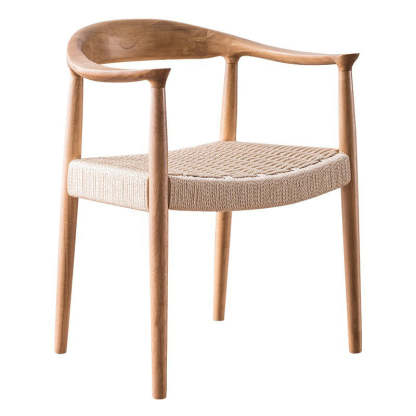 Vintage Braided Rope Wood Dining Chair