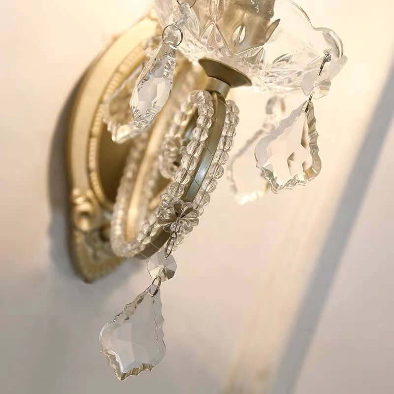 European Vintage Crystal Candelabra Wall Sconce