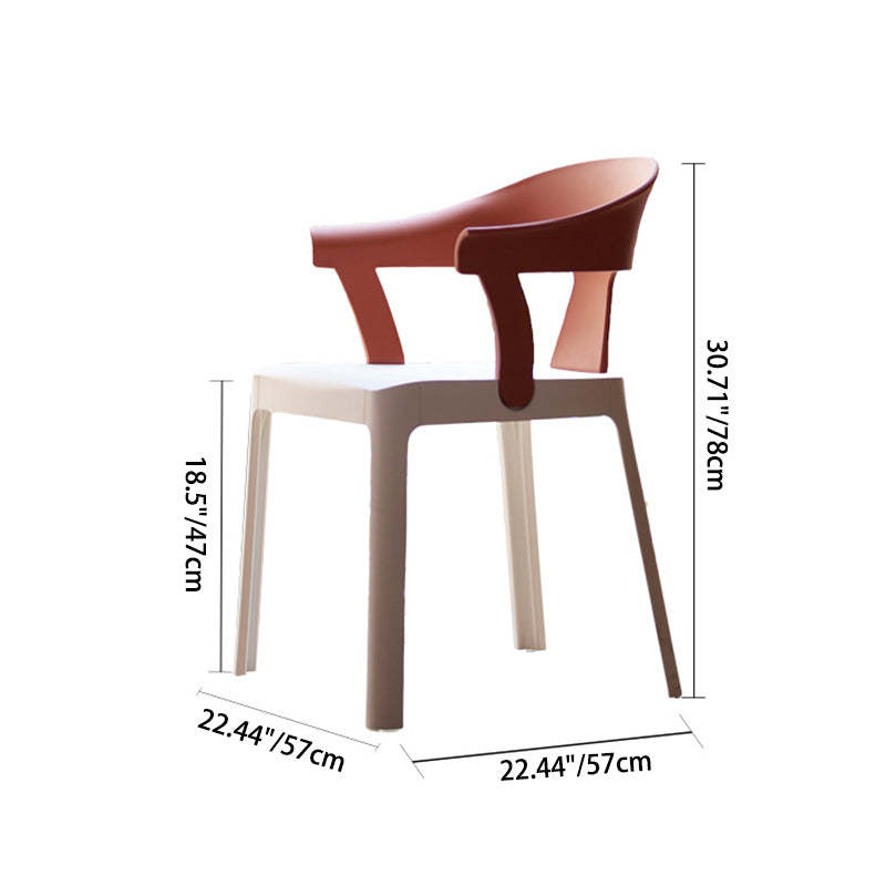 Minimalist Trapezoidal Plastic Dining Chair — White Backrest + White Seat